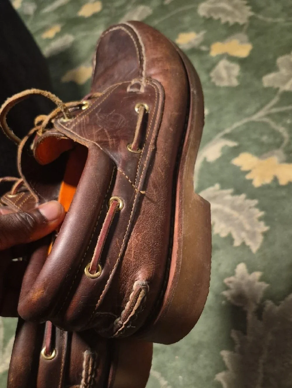 Timberland Dark Brown Leather Moc Toe Boat Shoes